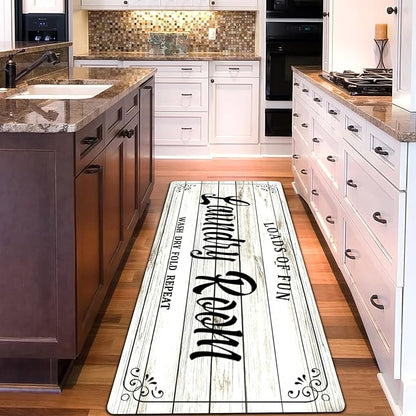Laundry Room Rug Non Slip Floor mats Farmhouse Large Laundry Rugs for Laundry Runner Room Mat Washer and Dryer Carpet Laundry Room Decor 24x72inch(White)