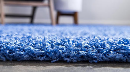 Unique Loom Solid Shag Collection Area Rug (2' 7" x 10' Runner, Periwinkle Blue)