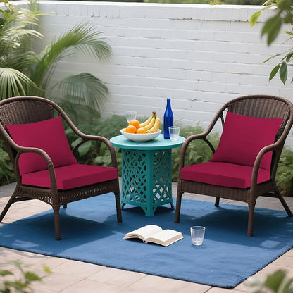 Outdoor Seat Cushion Set 24 x 24 In, Water-Resistant & Fade-Resistan, Patio Furniture Cushions with Removable Cover Deep Seat & Back Cushion with Handle and Adjustable Straps for Chair Sofa,1PC