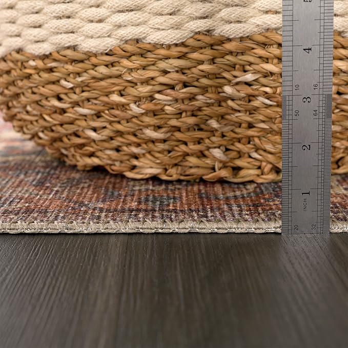 Bloom Rugs Washable Non-Slip 10x14 Rug - Beige/Terracotta Traditional Oriental Area Rug for Living Room, Bedroom, Dining Room, and Kitchen - Exact Size: 10' x 14'
