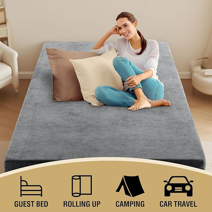 H.VERSAILTEX Twin Size Armless Futon Mattress Covers for Traditional Japanese Futon Mattress Soft Chenille Couch Slipcovers Floor Mats Sofa Protector Zippered Sleeper Sofa Cover,Grey