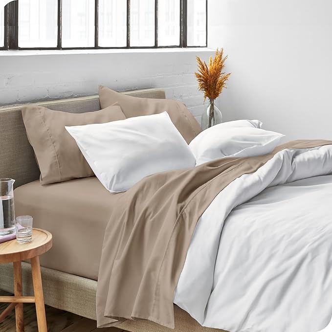 Bare Home Full Sheet Set - Luxury 1800 Ultra-Soft Microfiber Full Bed Sheets - Double Brushed - Deep Pockets - Easy Fit - 4 Piece Set - Bedding Sheets & Pillowcases (Full, Pebble)