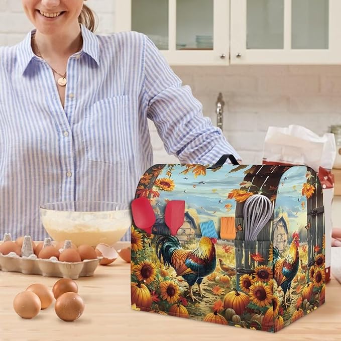 Stand Mixer Cover Rooster Sunflower Stand Mixer Dust Cover Kitchen Counter Food Processor Covers Dust Protection Stand Coffee Maker Home Kitchen Appliance Decor