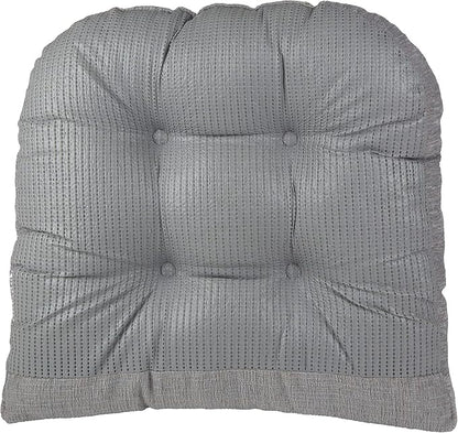 Klear Vu Gripper Overstuffed Universal Non-Slip Dining Chair Cushions for Kitchen Decor or Office Use, U-Shaped Skid-Proof Seat Pad, 17x17 Inches, 2 Count (Pack of 1), Chenille Gray