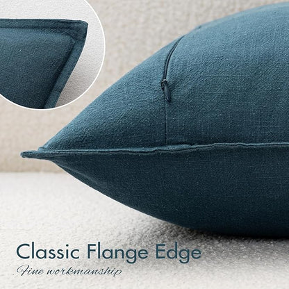 EMEMA Decorative Linen Throw Pillow Covers 22x22 Inch Navy Blue Boho Farmhouse Neutral Couch Throw Pillows for Bed Pack of 2 Accent Pillowcase Modern Sofa Cushion Livingroom Home
