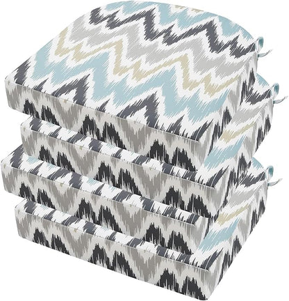 idee-home Outdoor Chair Cushions Set of 4, Thick 19" x 19" x 3" Outdoor Seat Cushions Patio Furniture Waterproof with Ties, Dining Pads