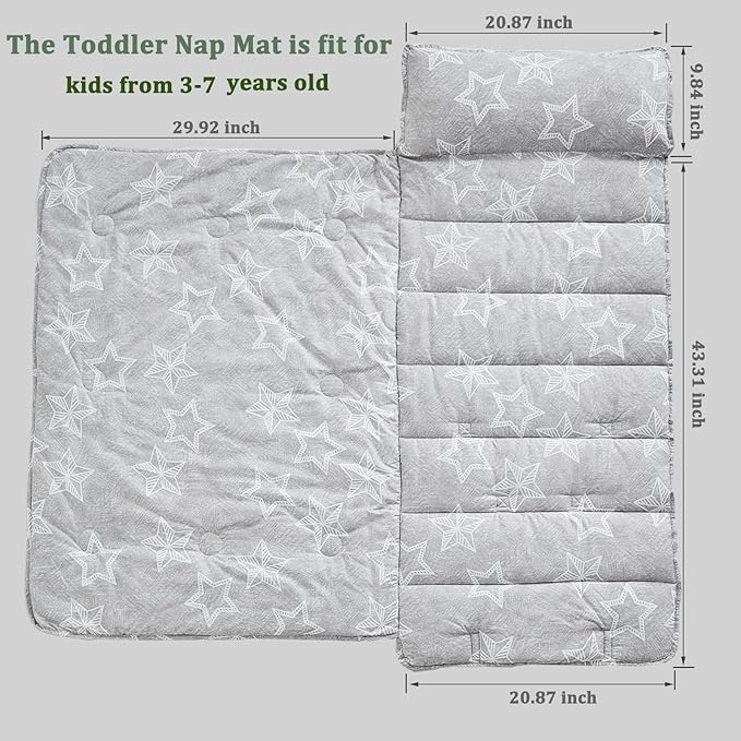 Toddler Nap Mat with Removable Pillow,Ultra Soft Slumber Bags for Girls,Kids Sleeping Bags with Roll Up Design, Perfect for Preschool,Daycare,Kindergarten