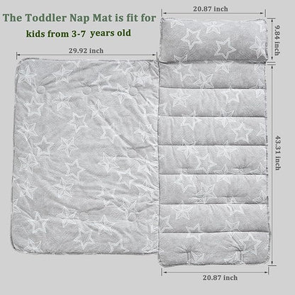 Toddler Nap Mat with Removable Pillow,Ultra Soft Slumber Bags for Girls,Kids Sleeping Bags with Roll Up Design, Perfect for Preschool,Daycare,Kindergarten