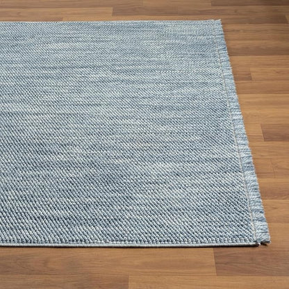 LUXE WEAVERS Solid Machine Woven Blue 2x8 Area Rug, Indoor Stain-Resistant Carpet