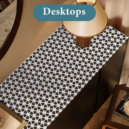 Drawer and Shelf Liner for Kitchen Cabinet: 12 in X 20 Ft Non Slip Waterproof Shelf Paper Non Adhesive Refrigerator Liners Silver Square Easy Liners for Bathroom with Knife Tape Measure