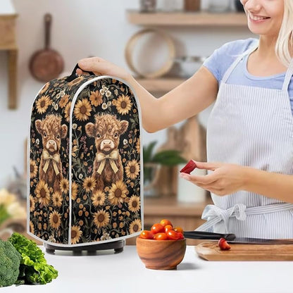 Talayituse Highland Cattle Sunflower Print Blender Dust Cover, Fingerprint Protection Cover for Stand Mixer or Coffee Machine, Home Kitchen Appliance Covers for Stain Dust Resistant Supplies