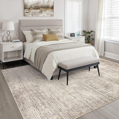 6x9 Area Rugs Living Room: Washable Large Neutral Brown Rug Abstract Soft Modern Stain Resistant Indoor Floor Non-Slip Carpet for Bedroom Nursery Kids Office Playroom Dining Room Under Table Home