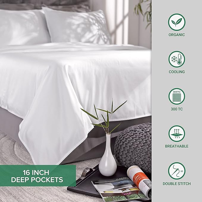 Pure Bamboo Twin XL Sheets, Genuine 100% Organic Viscose Derived from Bamboo Bed Sheet Set, Luxuriously Soft & Cooling, Double Stitching, 2 Year Quality Promise (Twin XL, Ivory)