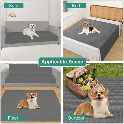 Foxdecor Couch Cover Sofa Covers Washable, Dog Bed Cover Couch Covers for 3 Cushion Couch Sofa Pet Friendly, Dog Couch Cover Furniture Covers for Pets.(Dark Grey 32x94 inch)