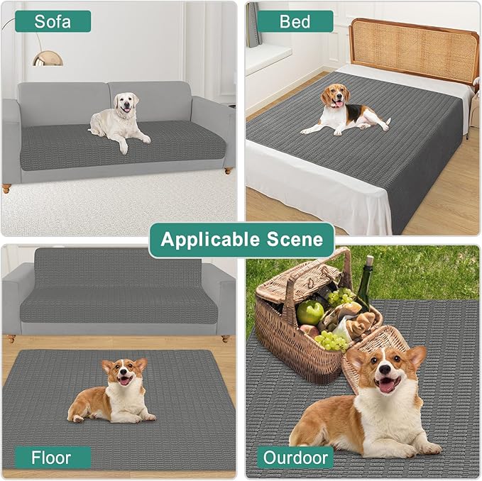 Foxdecor Couch Cover Sofa Covers Washable, Dog Bed Cover Couch Covers for 3 Cushion Couch Sofa Pet Friendly, Dog Couch Cover Furniture Covers for Pets.(Dark Grey 32x82 inch)