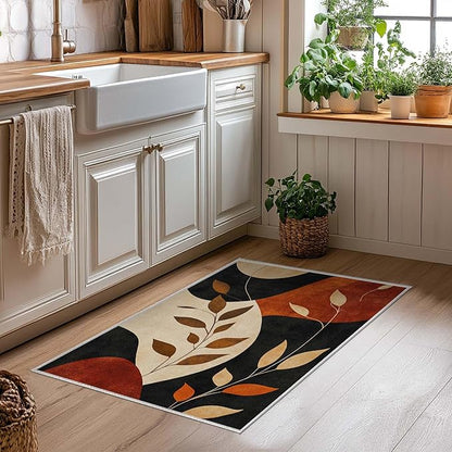 2x3 Entryway Area Rug Black Brown Tan Bathroom Rug Non Slip Machine Washable Low Pile Small Carpet Kitchen Bedroom Door Mat Entrance
