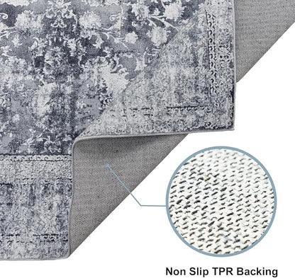 Area Rug 5×7, Vintage Boho Rug,Ultra-Soft Low Pile, Washable, Non Slip,Stain Resistant Printed Carpet for Living Room Bedrooms Playroom Office Kitchen, Stone/Grey