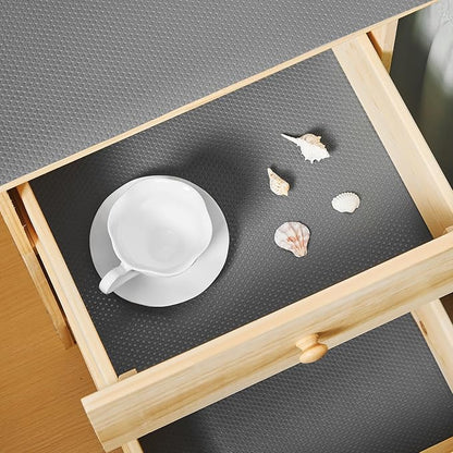 100% EVA Shelf Liner for Kitchen Cabinet, 18" x 360" Drawer Liners Non Adhesive Non Slip Waterproof Plastic Paper, Dresser Pantry Bathroom Refrigerator Protector, Grey