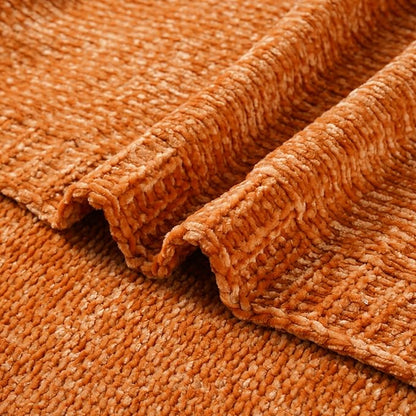 BATTILO HOME Orange Chenille Throw Blanket for Fall Decor, Fall Knit Throw Blankets, Soft Cozy Pumpkin Color Throw Blankets for All Seasons, 51"x67"