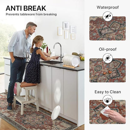 GENIMO Kitchen Mats for Floor 2PCs, Washable Anti Fatigue Mat for Cushioned, 17.3"x59"+17.3"x30", Waterproof Kitchen Rugs, Non Slip Comfort Standing Mat Rug for Home, Sink, Laundry, Bordeaux