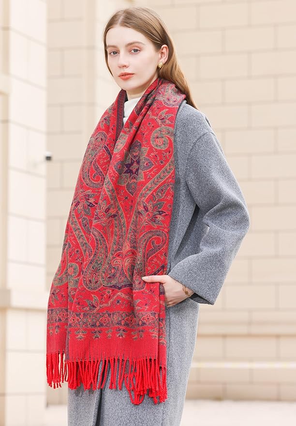 Wander Agio Warm Fashion Scarf Long Shawl Large Blanket Winter Wraps Scarves for Women Cashmere Jacquard Vintage Paisley