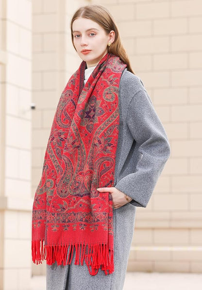 Wander Agio Warm Fashion Scarf Long Shawl Large Blanket Winter Wraps Scarves for Women Cashmere Jacquard Vintage Paisley