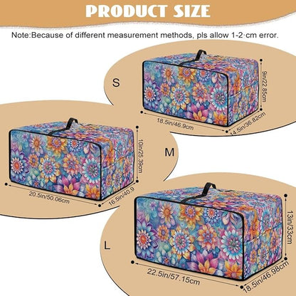 Boho Mandala Floral Print Microwave Oven Dust Cover with Storage Bags Universal Toaster Oven Cover Waterproof Polyester-Linen Fabric Kitchen Appliance Protector, L