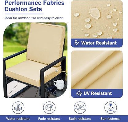 Outdoor Chair Cushions, Waterproof Patio Chair Cushions 22x22x3 Inch, Outdoor Cushions with Removable Cover for Sofa, Fade Resistant Patio Cushions for Outdoor Furniture, Beige