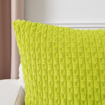 Kevin Textile 14x36 Inch Long Lumbar 1 Pack Boho Decorative Throw Pillow Cover Soft Striped Corduroy Rectangle Cushion Case Farmhouse Accent for Living Room Couch Sofa Bed, Christmas Green
