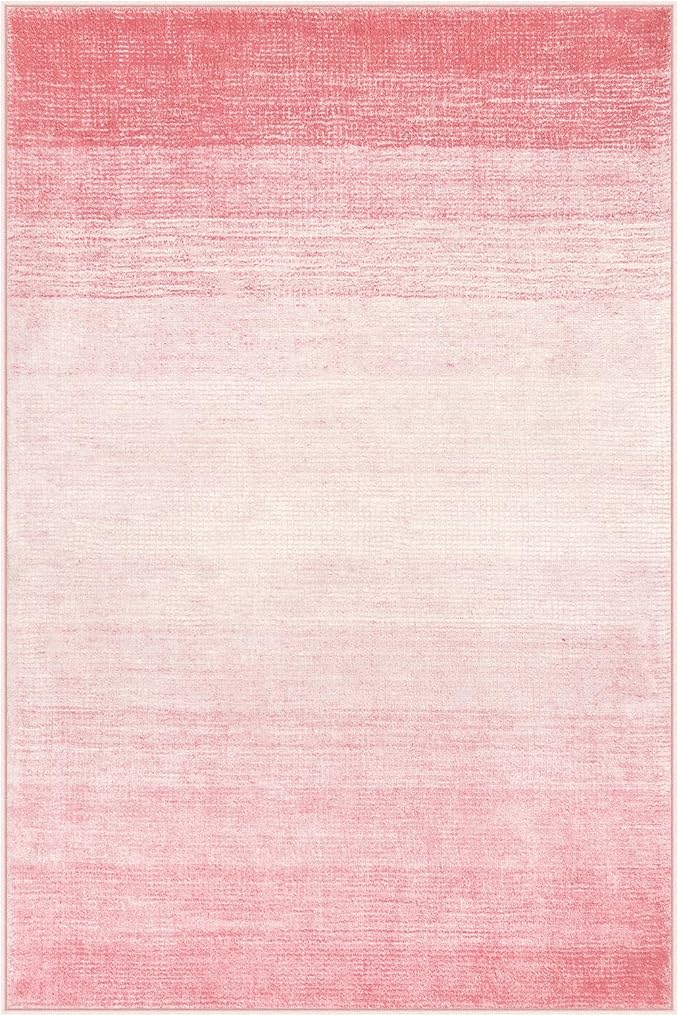 Wonnitar Washable Pink Rug 6x9, Modern Ombre Large Area Rugs for Girls Bedroom, Non-Slip Soft Nursery Kids Room Rug, Contemporary Thin Throw Carpet for Dorm Living Room Decor (Pink, 6'x9')