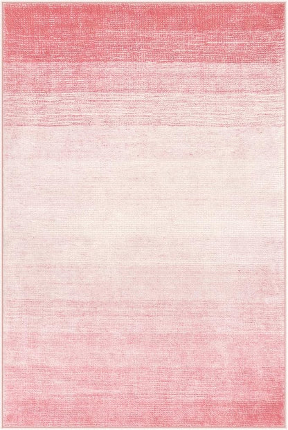Wonnitar Washable Pink Rug 6x9, Modern Ombre Large Area Rugs for Girls Bedroom, Non-Slip Soft Nursery Kids Room Rug, Contemporary Thin Throw Carpet for Dorm Living Room Decor (Pink, 6'x9')