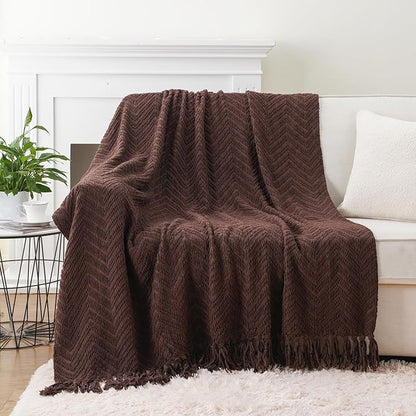 BATTILO HOME Dark Brown Throw Blanket for Couch, Super Soft Cozy Warm Chocolate Throw for Twin Bed, Living Room Chair Bed Sofa Home Decor, 60" x 80"
