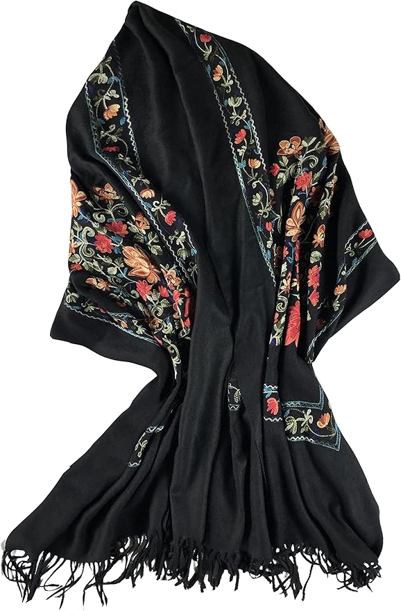 Urban CoCo Women's Embroidered Tassel Long Shawl Oversize Scarf Wraps for Women