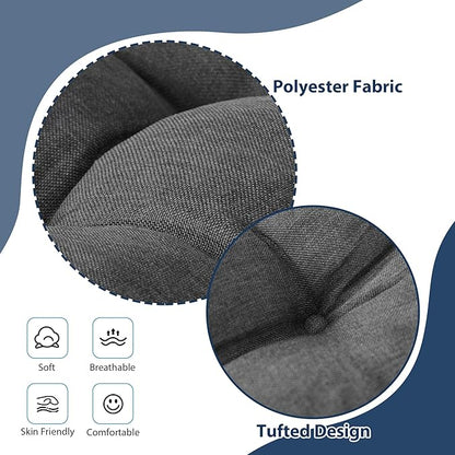 Chair Cushions for Dining Chairs, Seat Cushions for Kitchen Chairs, Indoor Seat Cushions with Ties, Tufted Foam Chair Pads, Non Slip Chair Cushions Set of 4, 15.5" x 15.5" x 4", Dark Grey