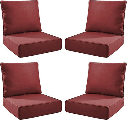 Luxury Outdoor Seat Cushion Set-24 x 24 x 6 Inch Outdoor Chair Cushions with Water Resistant & Removable Cover Outdoor Cushions for Patio Furniture Chair Sofa Couch