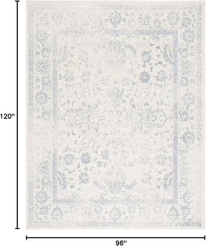 SAFAVIEH Area Rug 8x10 - Adirondack Collection - Large - Ivory & Slate, Distressed Vintage Floral Design, Non-Shedding & Easy Cleaning, Ideal for Living Room, Bedroom, Dining Space (ADR109S)