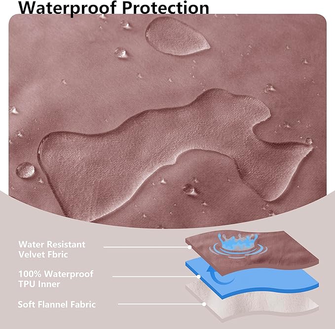 Waterproof Blanket for Bed King Size, Leak Proof Dog Couch Blankets Reversible, Pet Throw Sofa Furniture Protector Machine Washable-82 x108,Burgundy Red+Cream