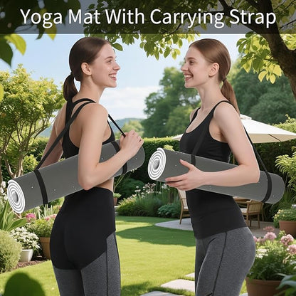 HAHE Yoga Mat Thick (8MM,1/3"), Eco-Friendly POE Non Slip Yoga Mat, High Rebound & Shock Absorption, Anti-Tear & Sweat-Resistant for Yoga, Fitness, Home, Workouts, Large Pilates Mats 72"x24" with Carrying Strap