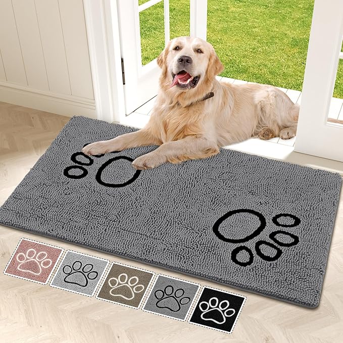 Bcoimo Super Absorbent Dog Door Mat, 48"*30" Anti Slip Mat for Muddy Paws, Pet Rugs for Dirty Paws Washable That Absorbs Moisture and Dirt, for Dog Cage and Pet Resting Carpet