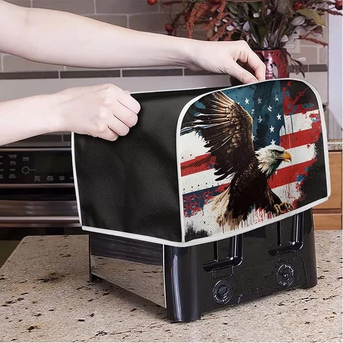 ZFRXIGN Bald Eagle Toaster Cover 4 Slice Wide Slot Small Appliance Covers Kitchen Decor Accessories Toaster Oven Cover Bread Maker Cover American Flag Patiotic Decor