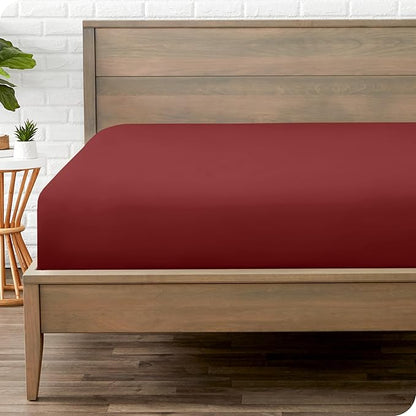 Fitted Bottom Sheet Full Size - Premium 1800 Microfiber - Ultra-Soft Hotel Luxury - Deep Pocket - Durable and Long Lasting - Fitted Sheet (Full, Rosewood)