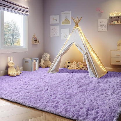 ONASAR Purple Rugs for Living Room Bedroom, 5x8 Washable Fluffy Bedside Area Rug, Soft Plush Shaggy Indoor Floor Carpet for Nursery Kids Girls Boys Teen Dorm Home Office Decor Aesthetic
