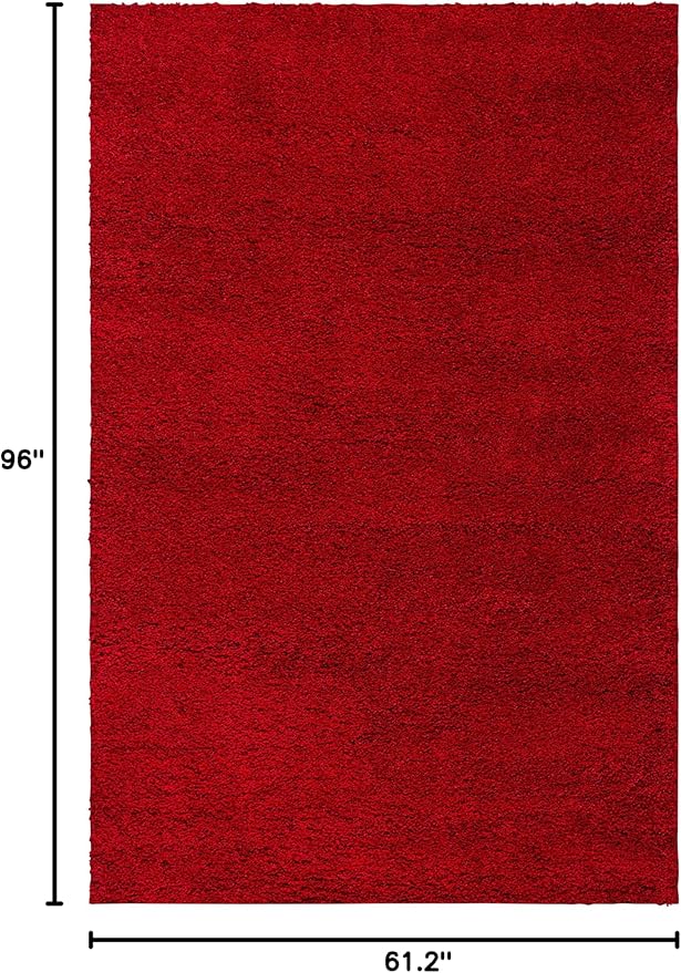 SAFAVIEH Milan Shag Collection Area Rug - 5'1" x 8', Red, Solid Design, Non-Shedding & Easy Care, 2-inch Thick Ideal for High Traffic Areas in Living Room, Bedroom (SG180-4040)
