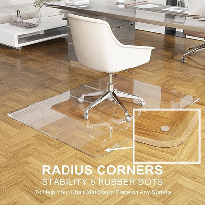 Office Chair Mat 48" x 60" for Carpet and Hardwood Floor, Beveled Edge for a Smooth Glide and Easy Roll On/Off, Heavy Duty and 4 Pcs Non-Slip Pad Floor Protector Ultimate Desk Chair Mat
