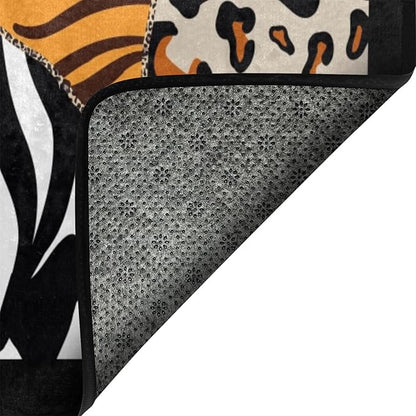 9CH Abstract Leopard Area Rug 7' X 5' Black Brown Animal Skin Print Floor Carpet Non-Slip Soft Modern Rugs for Girls Bedroom Office Dining Room Living Room