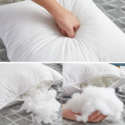 Oubonun 30 x 30 Pillow Inserts (Set of 2) - Euro Pillows with 100% Cotton Cover - 30 Inch Square Interior Sofa Pillow Inserts - Decorative Pillow Insert Pair - White Couch Pillow