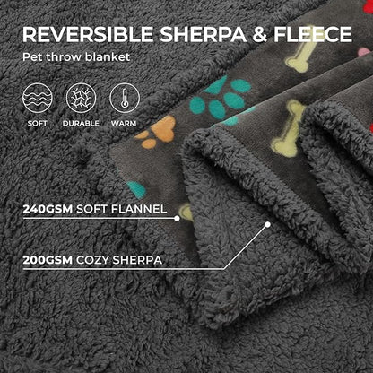Luciphia Waterproof Pet Blankets for Couch Sofa Bed Cover Cat Liquid Pee Proof Washable Soft Fluffy Large Dog Blanket Reversible Furniture Protection Puppy Grey Bone Thicken Small（40" x 28"）