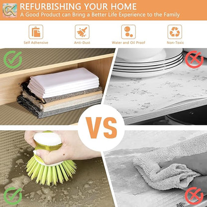 Self-Adhesive Shelf Liner Kitchen Liner, Waterproof Backed Paper Easy Peel and Stick Contact Liner Without Residue for Decor Your Desk Surface, Kitchen Countertops (Dark Khaki, 17.5 x 393.7 inches)