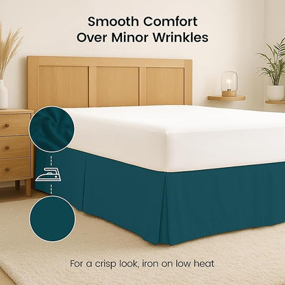 Utopia Bedding Twin Bed Skirt - Soft Quadruple Pleated Ruffle - Easy Fit with 15 Inch Tailored Drop - Hotel Quality, Shrinkage and Fade Resistant (Twin, Teal)