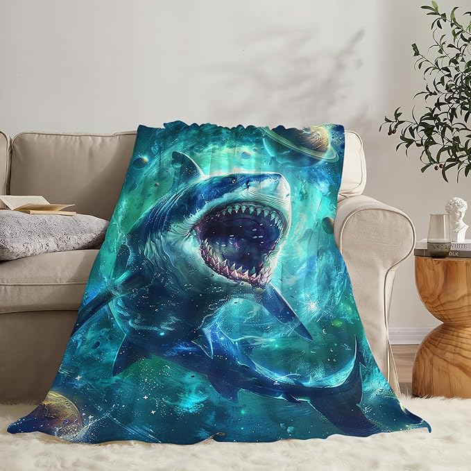 Funny Shark Blanket Fantasy Shark Throw Blanket Shark Gifts and Decor Shark Blanket for Girls Women Men Boys Soft Warm Cozy Fleece Blanket for Couch Sofa Bed 80"x60"
